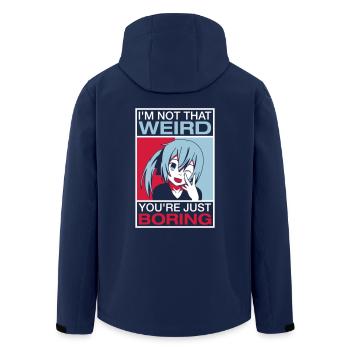 I'm Not That Weird - Men’s Recycled Softshell Jacket by Stanley/Stella - navy - Back - AI Model Male 185 light (185cm)