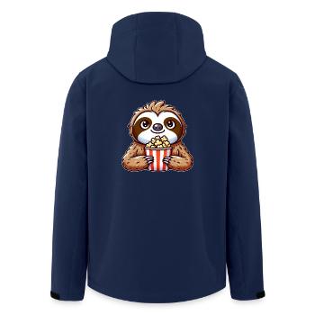 Lustiges Faultier Popcorn Kino Film - Recycelte Männer Softshell-Jacke von Stanley/Stella - Navy - Hinten - AI Model Male 185 light (185cm)