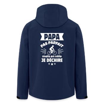 Papa pas parfait vélo cyclisme cycliste humour - Veste softshell homme en polyester recyclé Stanley/Stella - marine - Dos - AI Model Male 185 light (185cm)