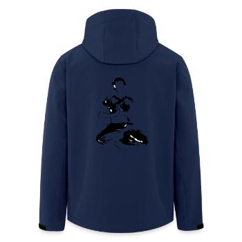 yogi - Men’s Recycled Softshell Jacket by Stanley/Stella - navy - Back - AI Model Male 185 light (185cm)