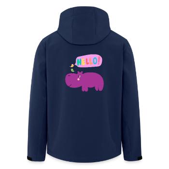Nilpferd mit Vogelbande - Tierisch niedlich - Recycelte Männer Softshell-Jacke von Stanley/Stella - Navy - Hinten - AI Model Male 185 light (185cm)