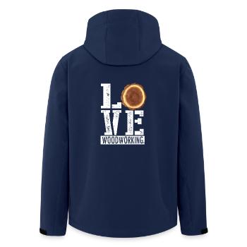 LOVE - Tischler Schreiner Holz Geschenk - Recycelte Männer Softshell-Jacke von Stanley/Stella - Navy - Hinten - AI Model Male 185 light (185cm)