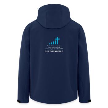 Jesus Tshirt Get Connected Gift Christian Cross - Men’s Recycled Softshell Jacket by Stanley/Stella - navy - Back - AI Model Male 185 light (185cm)