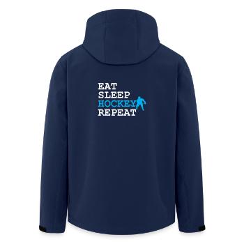 Eat Sleep Hockey Repeat - Men’s Recycled Softshell Jacket by Stanley/Stella - navy - Back - AI Model Male 185 light (185cm)
