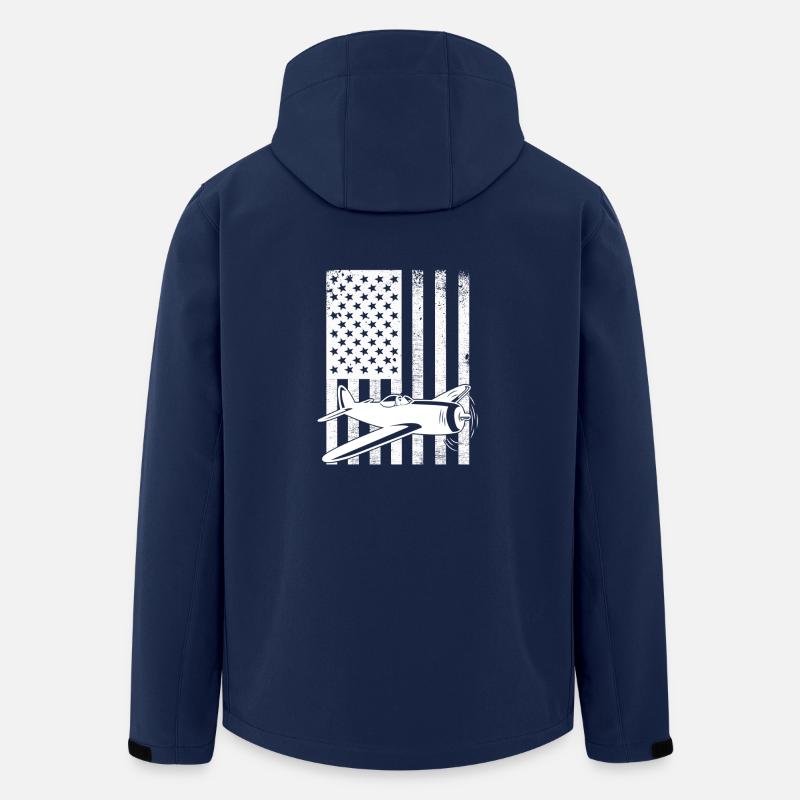 American Aviation Flag - Men’s Recycled Softshell Jacket by Stanley/Stella - navy