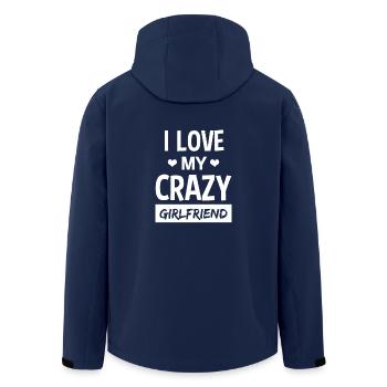 Funny I Love My Crazy Girlfriend T-Shirt - Men’s Recycled Softshell Jacket by Stanley/Stella - navy - Back - AI Model Male 185 light (185cm)