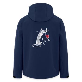 Funny cat red wine wine glass shirt crazy cats - Men’s Recycled Softshell Jacket by Stanley/Stella - navy - Back - AI Model Male 185 light (185cm)