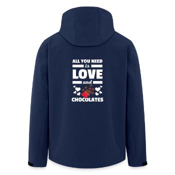 Cute All You Need is Love and Chocolates T-Shirt - Men’s Recycled Softshell Jacket by Stanley/Stella - navy - Back - AI Model Male 185 light (185cm)