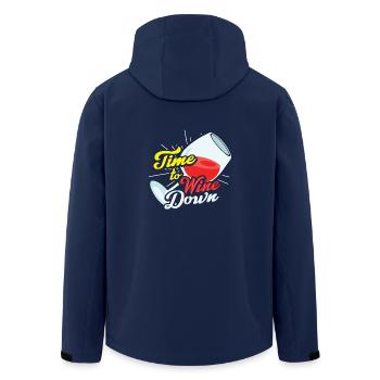 Time To Wine Down Wine Lovers T Shirt Gift - Men’s Recycled Softshell Jacket by Stanley/Stella - navy - Back - AI Model Male 185 light (185cm)