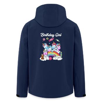 Birthday gift unicorn party daughter child - Men’s Recycled Softshell Jacket by Stanley/Stella - navy - Back - AI Model Male 185 light (185cm)