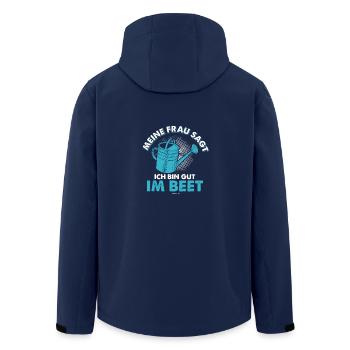 Meine Frau sagt ich bin gut im Beet Geschenk - Recycelte Männer Softshell-Jacke von Stanley/Stella - Navy - Hinten - AI Model Male 185 light (185cm)