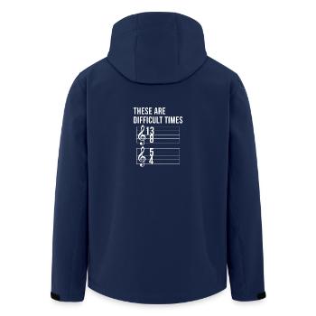 Funny Music Shirt Gift Musician Sheet Music Funny - Men’s Recycled Softshell Jacket by Stanley/Stella - navy - Back - AI Model Male 185 light (185cm)