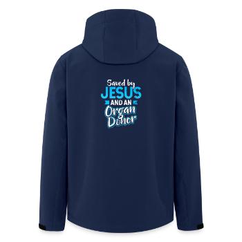 Organ Donor Saved by Jesus Gift - Men’s Recycled Softshell Jacket by Stanley/Stella - navy - Back - AI Model Male 185 light (185cm)