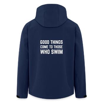 Les bonnes choses viennent à ceux qui.. - Cadeau - Veste softshell homme en polyester recyclé Stanley/Stella - marine - Dos - AI Model Male 185 light (185cm)
