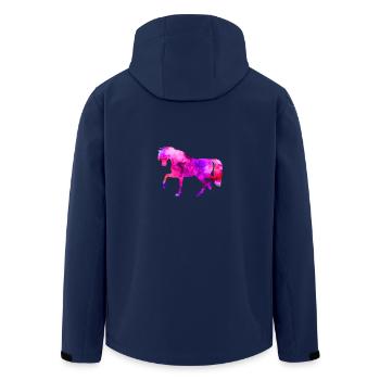 Horse Funny Animals Blue-Pink Watercolor Tee Shirt Kin - Men’s Recycled Softshell Jacket by Stanley/Stella - navy - Back - AI Model Male 185 light (185cm)
