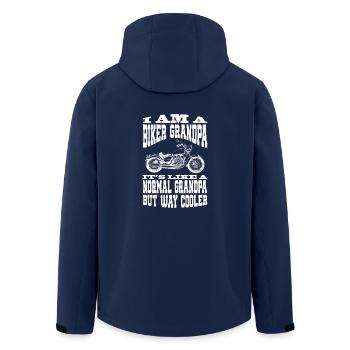 I Am A Biker GrandPa T Shirt Funny Gift for Cool - Men’s Recycled Softshell Jacket by Stanley/Stella - navy - Back - AI Model Male 185 light (185cm)