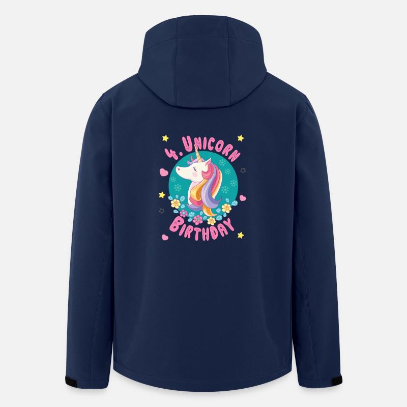 Einhorn 4. Geburtstag 4 Jahre - Einhorngeburtstag - Recycelte Männer Softshell-Jacke von Stanley/Stella - Navy