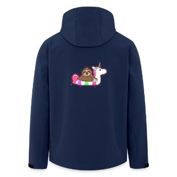 Holiday Sloth Unicorn Swim Ring - Gift - Men’s Recycled Softshell Jacket by Stanley/Stella - navy - Back - AI Model Male 185 light (185cm)