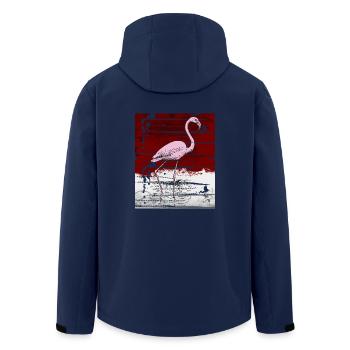 Pink flamingo - Men’s Recycled Softshell Jacket by Stanley/Stella - navy - Back - AI Model Male 185 light (185cm)