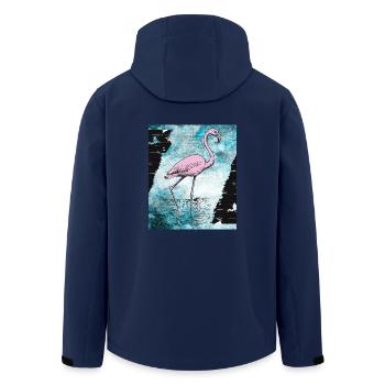 Rosa Flamingo - Recycelte Männer Softshell-Jacke von Stanley/Stella - Navy - Hinten - AI Model Male 185 light (185cm)