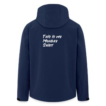 Monday Monday Weekly Start Demotivated Office Job - Men’s Recycled Softshell Jacket by Stanley/Stella - navy - Back - AI Model Male 185 light (185cm)