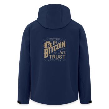 Crypto In Bitcoin We Trust - Men’s Recycled Softshell Jacket by Stanley/Stella - navy - Back - AI Model Male 185 light (185cm)
