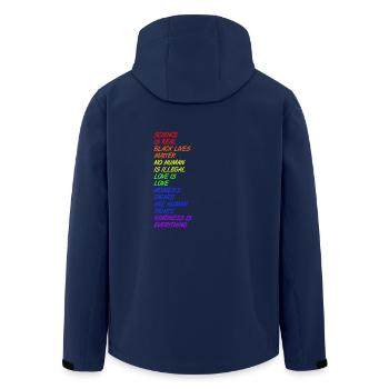 Science is real - LGBT - Recycelte Männer Softshell-Jacke von Stanley/Stella - Navy - Hinten - AI Model Male 185 light (185cm)