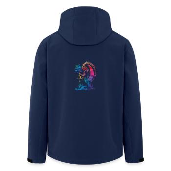 squirrel - Men’s Recycled Softshell Jacket by Stanley/Stella - navy - Back - AI Model Male 185 light (185cm)