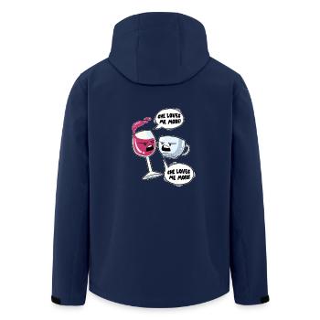 Wine Coffee Lover Love Fight Wineglass Mug - Men’s Recycled Softshell Jacket by Stanley/Stella - navy - Back - AI Model Male 185 light (185cm)