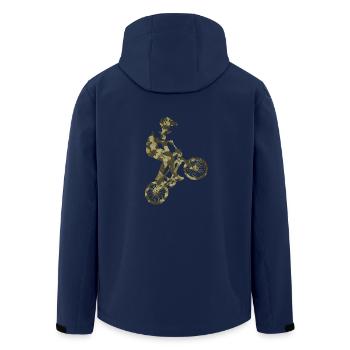 BMX camouflage green - Men’s Recycled Softshell Jacket by Stanley/Stella - navy - Back - AI Model Male 185 light (185cm)