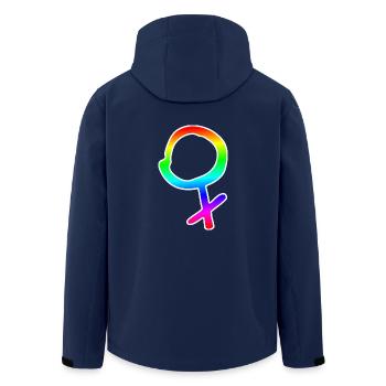 female symbol rainbow female gender - Men’s Recycled Softshell Jacket by Stanley/Stella - navy - Back - AI Model Male 185 light (185cm)