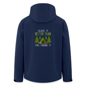Camping conservation environmental protection gift - Men’s Recycled Softshell Jacket by Stanley/Stella - navy - Back - AI Model Male 185 light (185cm)