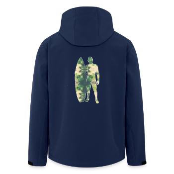 Polygon Surfer green - Men’s Recycled Softshell Jacket by Stanley/Stella - navy - Back - AI Model Male 185 light (185cm)
