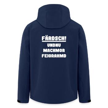 Saxon dialect funny work Feierabend Farsch - Men’s Recycled Softshell Jacket by Stanley/Stella - navy - Back - AI Model Male 185 light (185cm)