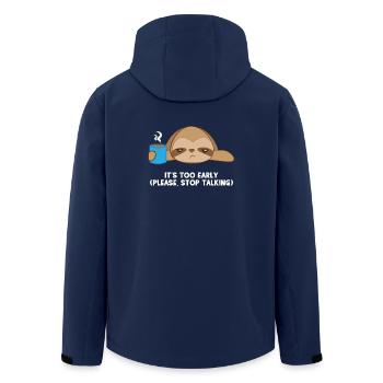 Sloth - Lazy - Sloth T-Shirt - Morning Muffle - Men’s Recycled Softshell Jacket by Stanley/Stella - navy - Back - AI Model Male 185 light (185cm)