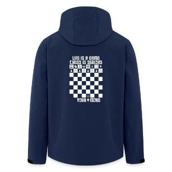 Pièce d'échecs cadeau chemise échecs joueur d'échecs - Veste softshell homme en polyester recyclé Stanley/Stella - marine - Dos - AI Model Male 185 light (185cm)