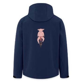 Schwein beim Fahrradfahren - Recycelte Männer Softshell-Jacke von Stanley/Stella - Navy - Hinten - AI Model Male 185 light (185cm)