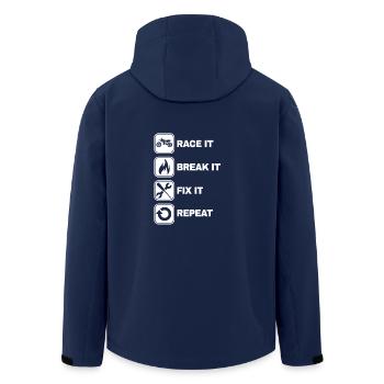 Race It Break It Fix It Repeat Motocross Gift - Men’s Recycled Softshell Jacket by Stanley/Stella - navy - Back - AI Model Male 185 light (185cm)