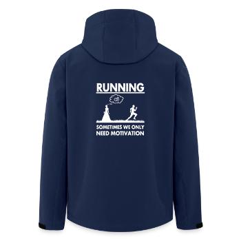 Running Motivation Funny Gift Gift Idea - Men’s Recycled Softshell Jacket by Stanley/Stella - navy - Back - AI Model Male 185 light (185cm)