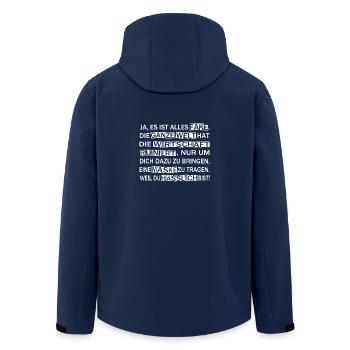Lustige Corona Sprüche Verschwörung - Recycelte Männer Softshell-Jacke von Stanley/Stella - Navy - Hinten - AI Model Male 185 light (185cm)