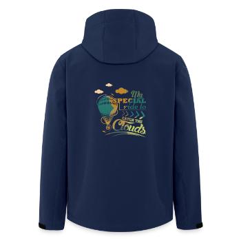 Hot air balloon saying - Men’s Recycled Softshell Jacket by Stanley/Stella - navy - Back - AI Model Male 185 light (185cm)