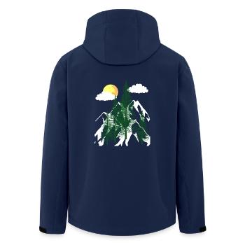 Wilderness Forest Trees Fir Trees Nature Mountains Mountains - Men’s Recycled Softshell Jacket by Stanley/Stella - navy - Back - AI Model Male 185 light (185cm)