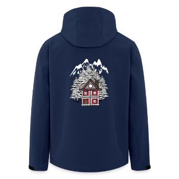 Forest House Hut Winter Fir Trees Romantic - Men’s Recycled Softshell Jacket by Stanley/Stella - navy - Back - AI Model Male 185 light (185cm)
