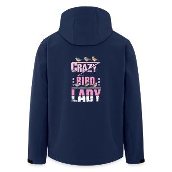 Crazy Bird Lady - Men’s Recycled Softshell Jacket by Stanley/Stella - navy - Back - AI Model Male 185 light (185cm)