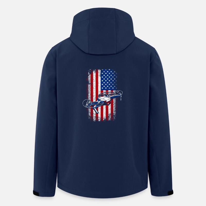 Usa Drapeau américain Drone - Veste softshell homme en polyester recyclé Stanley/Stella - marine