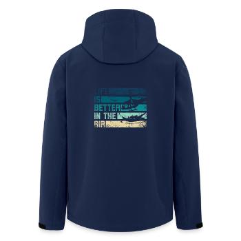 Life is better in the air helicopter - Men’s Recycled Softshell Jacket by Stanley/Stella - navy - Back - AI Model Male 185 light (185cm)