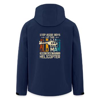 Let this old man show you how to fly a helicopter - Men’s Recycled Softshell Jacket by Stanley/Stella - navy - Back - AI Model Male 185 light (185cm)