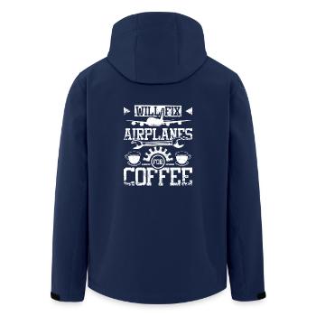 Will fix airplanes for coffee - Recycelte Männer Softshell-Jacke von Stanley/Stella - Navy - Hinten - AI Model Male 185 light (185cm)