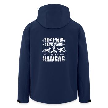 I can't I have plans in the hangar - Men’s Recycled Softshell Jacket by Stanley/Stella - navy - Back - AI Model Male 185 light (185cm)