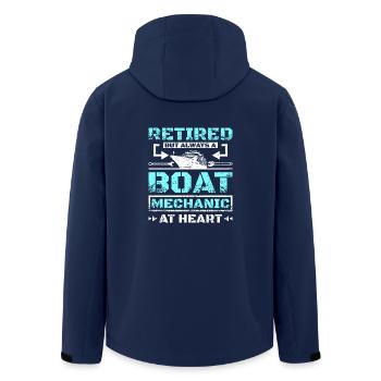 Retired but always a boat mechanic at heart - Men’s Recycled Softshell Jacket by Stanley/Stella - navy - Back - AI Model Male 185 light (185cm)